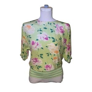 Emanuel Ungaro Green Floral Silk Blouse Size 44/10